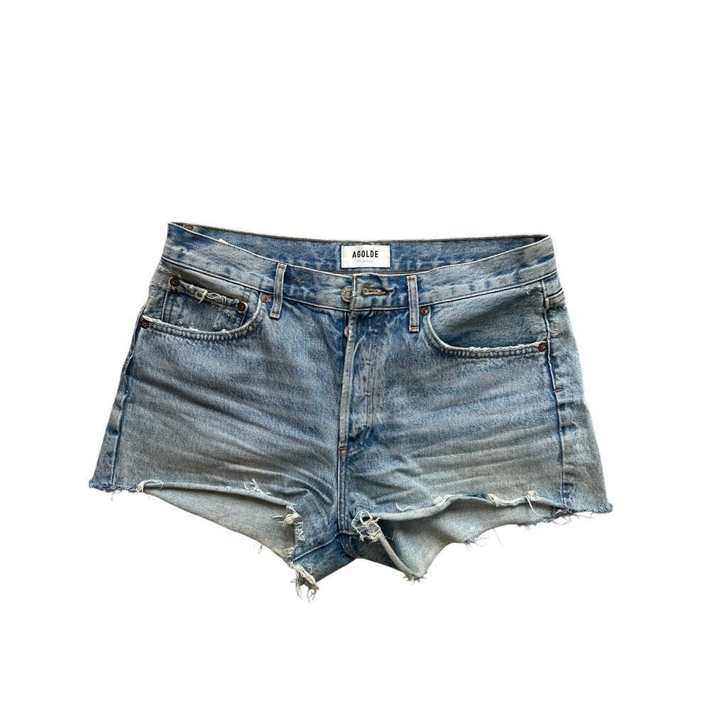 Agolde Vintage Wash Light Blue Denim Shorts